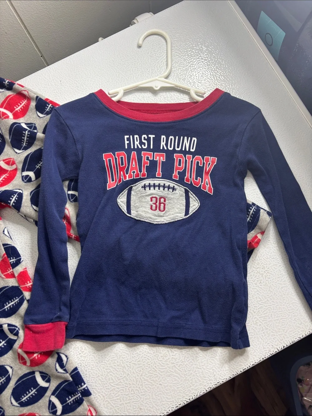 488 - Carter's Navy and Red 'Draft Pick' Football Pajama Set